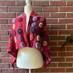 •Comme Des Garçons Vintage AD 1999 Flowers Woven Sleeveless Wool Open Jacket S/M